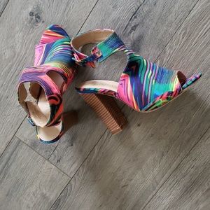 Heels, open toes and Heels  with  bucked straps  Colors of the Rainbow 🌈
